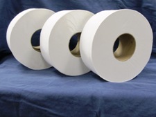 3 rolls of white toilet paper